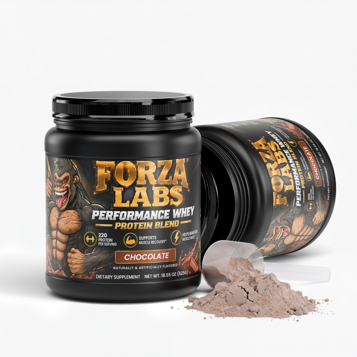 FORZA LABS Performance Whey Protein Powder – Chocolate – 22g Protein – 15 Servings – 18.55 oz