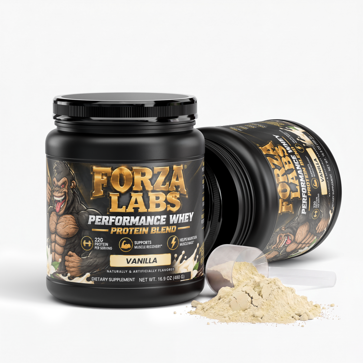 FORZA LABS Performance Whey Protein Blend – Vanilla – 22g Protein – 16.9 oz