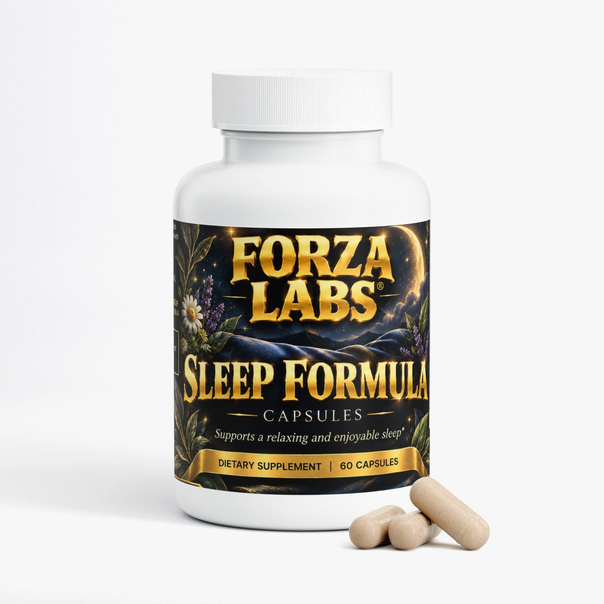 FORZA LABS NIGHT RESET™ – Sleep Formula with Melatonin, GABA & Botanicals | 60 Capsules